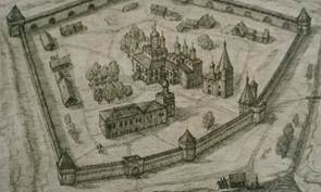 Монастырь в начале XVII века (рисунок современного художника)